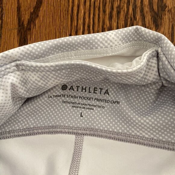 Athleta Large Ultimate Stash Pocket Printed Capri Cropped Leg Workout Tights - Picture 6 of 10